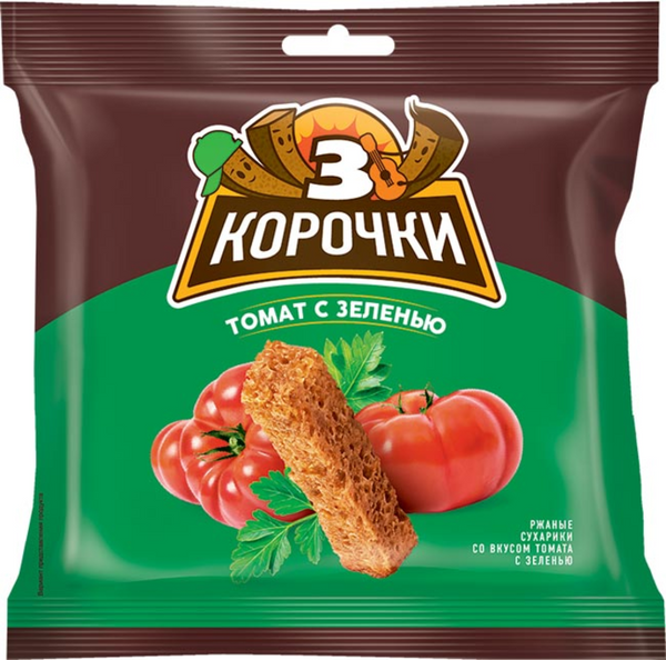 Rye Crackers "3 korochki" with Tomato and greens flavor 120gr