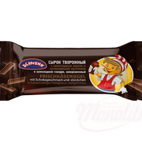 Cream cheese bar with chocolate flavor and nubbins in chocolate glaze, frozen 45g