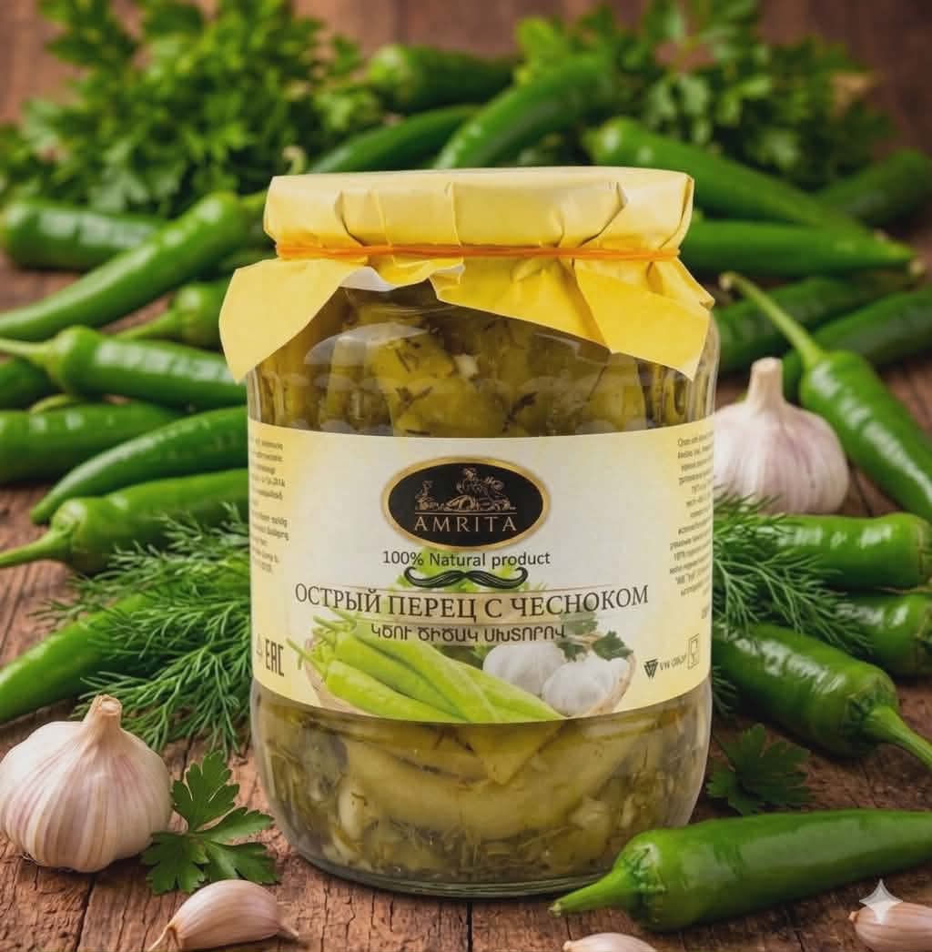 Messenger_creation_962991782905150 Amrita - Spicy Peppers In Garlic Sauce - 450g - Image 1