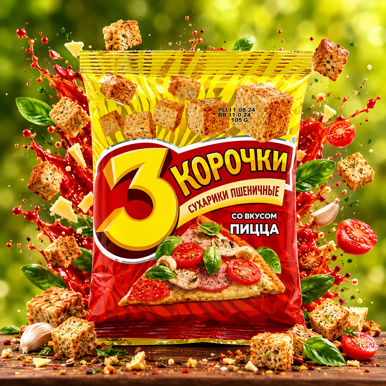 Wheat Crackers “3 korochki” with Pizza flavor 105gr